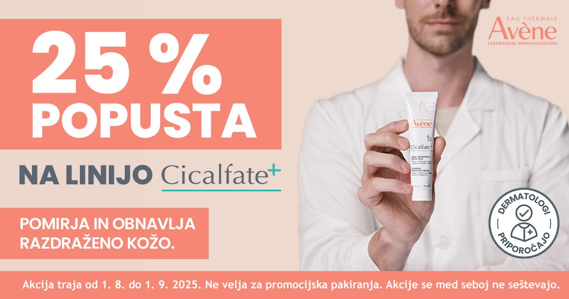 Avene Cicalfate vam je na voljo 25% ugodneje.