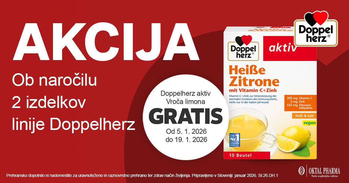 2 x Doppelherz = darilo: Doppelherz Aktiv, vroči napitek limona (10 vrečic).
