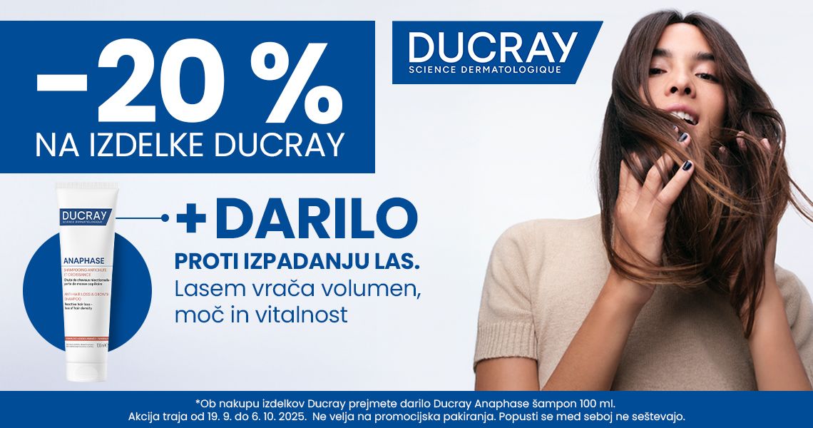 Vsi izdelki Ducray so vam na voljo 20% ugodneje.