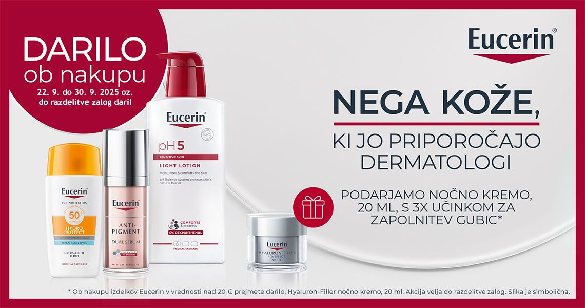 Ob nakupu izdelkov Eucerin na 20€ prejmete darilo.