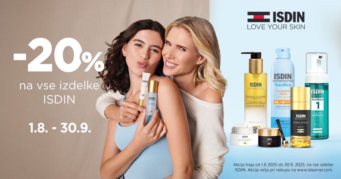 Vsi izdelki ISDIN so vam na voljo 20% ugodneje.