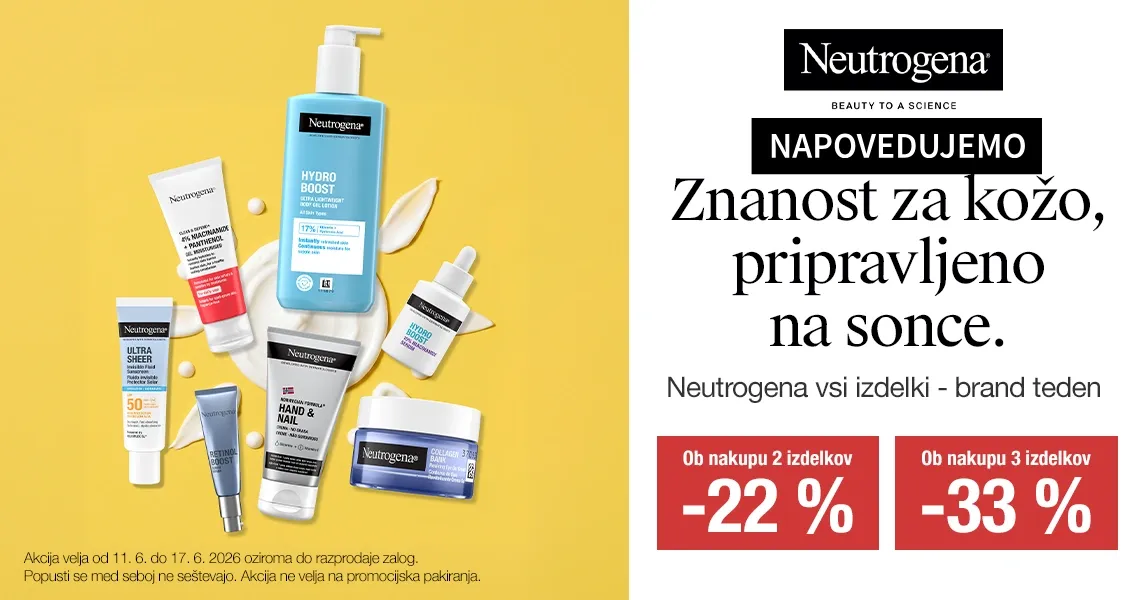 Napovedujemo: Neutrogena (2x=-22%, 3x=-33%)