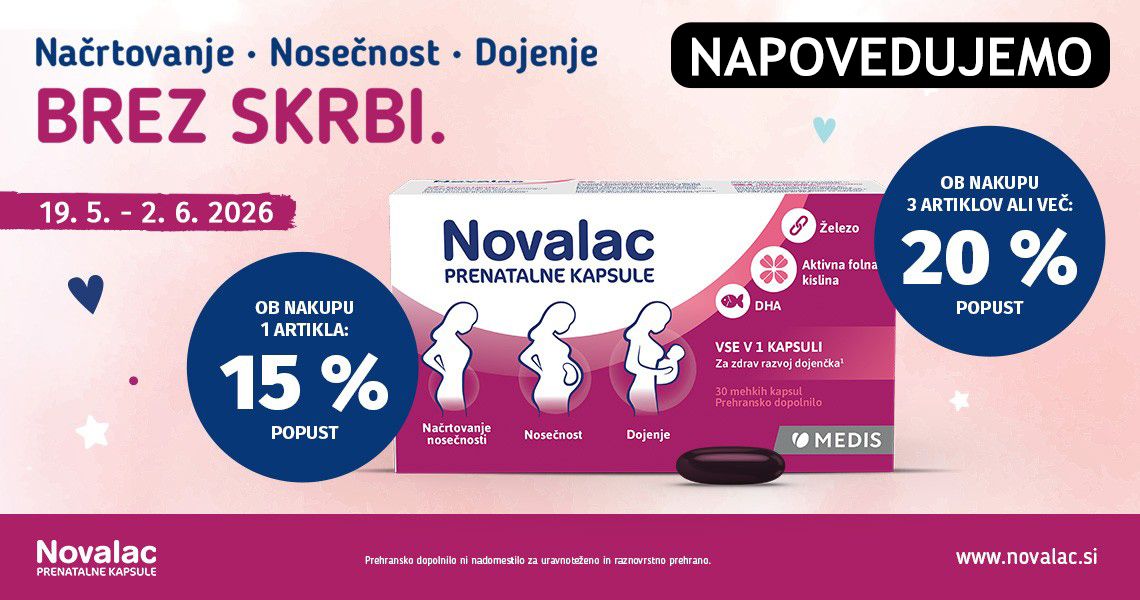 Napovedujemo: Novalac prenatalne kapsule (1x=-15%; 3x=-20%)
