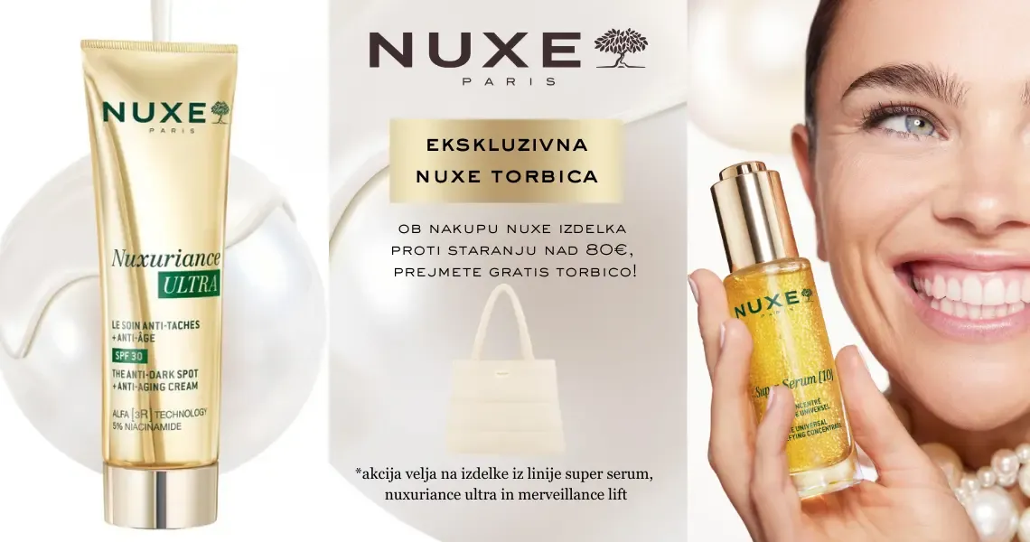 Nuxe Paris -  ob nakupu izbranih anti-age izdelkov nad 80€ prejmete darilo.