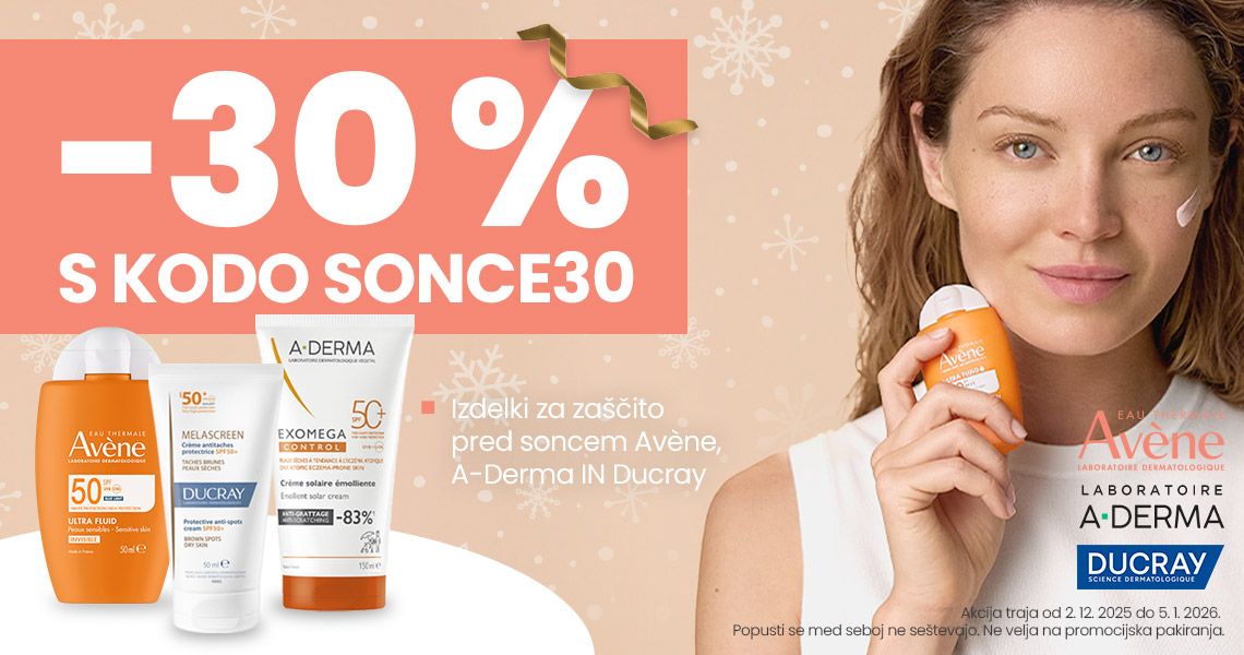Avene, A-Derma in Ducray SUN (-30%). Samo s kodo: SONCE