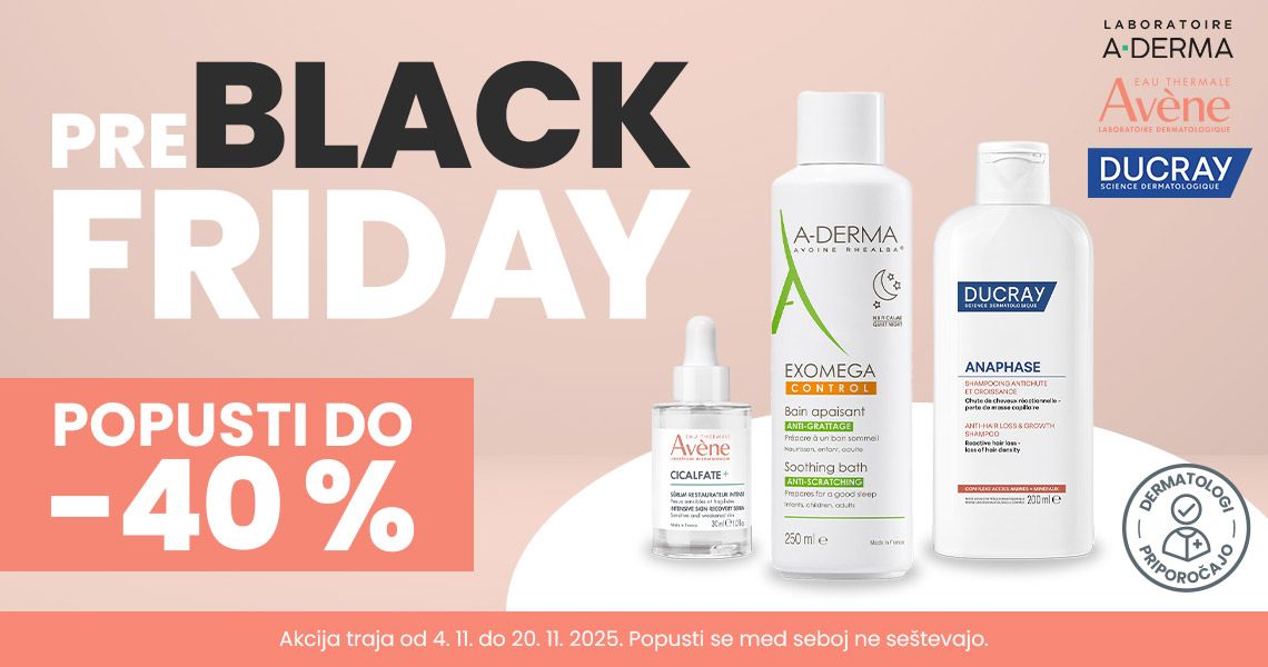 preBlack Friday - Izbrani izdelki Avene in A-Derma so vam na voljo do 40% ugodneje.