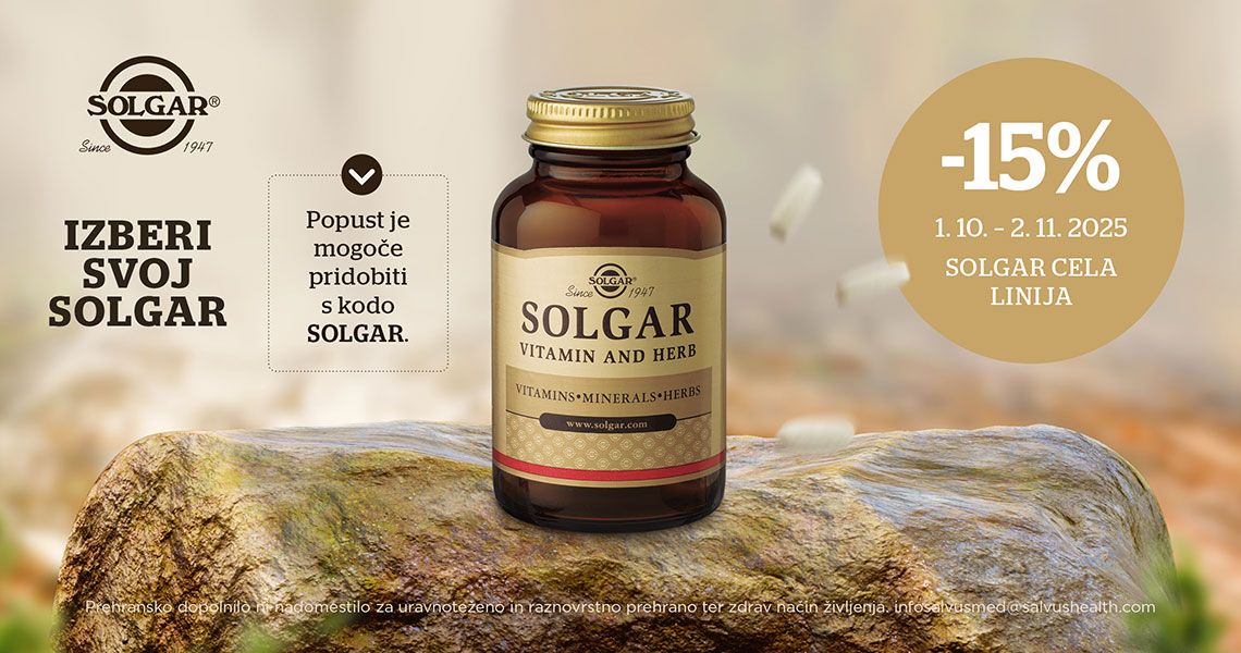 Solgar (-15%). Koda za popust: SOLGAR