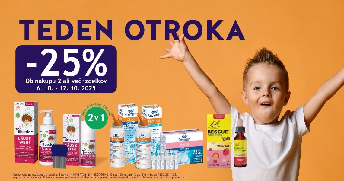 Teden otroka - Ob nakupu 2 ali več izbranih izdelkov Sinomarin, Bach in mylittledoc prejmete 25% popust.