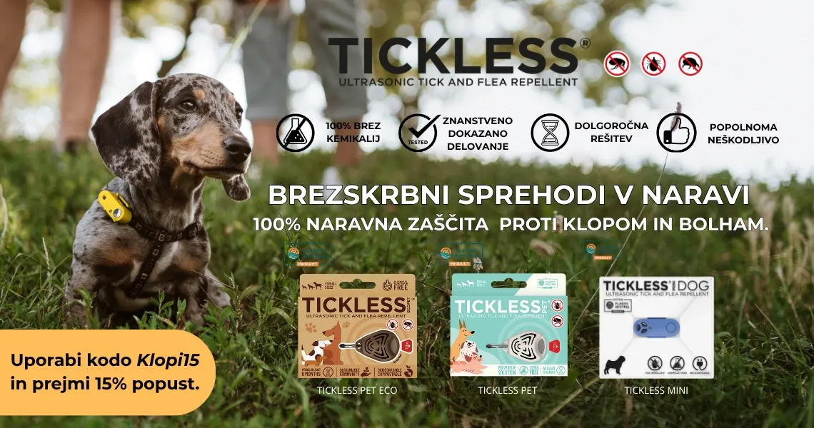 Tickless pet in Tickless mini (-15%). Samo s kodo: KLOPI15