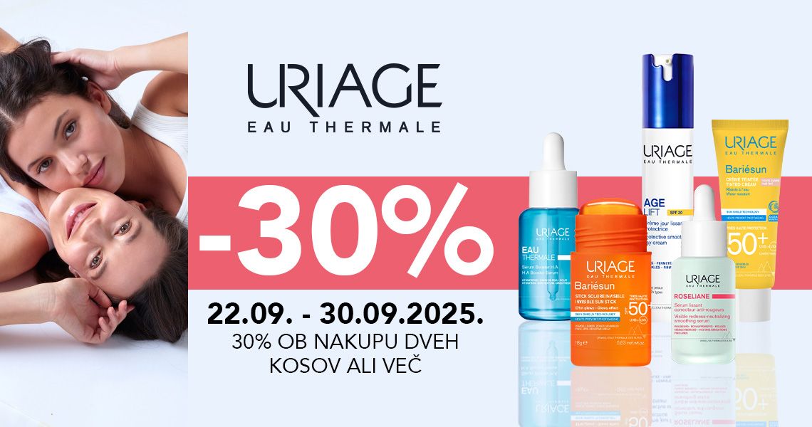 Ob nakupu 2 ali več izdelkov Uriage prejmete 30% popust.
