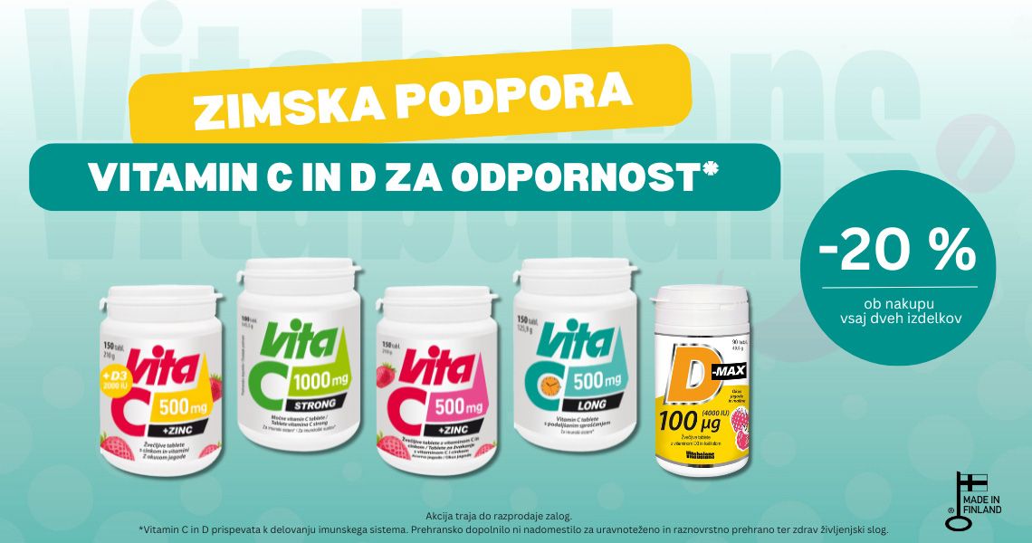 Ob nakupu 2 ali več izbranih izdelkov Vitabalans prejmete 20% popust.