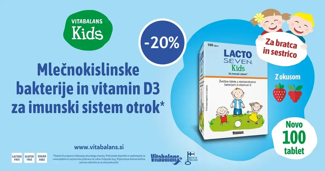 Lactoseven Kids, 100 žvečljivih tablet (-20%)