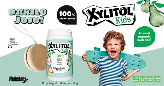 Ob nakupu Xylitol Kids Vitabalans pastil s ksilitolom prejmete darilo: jo-jo.